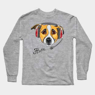 Dog Jack Russell Terrier as call center operator Long Sleeve T-Shirt